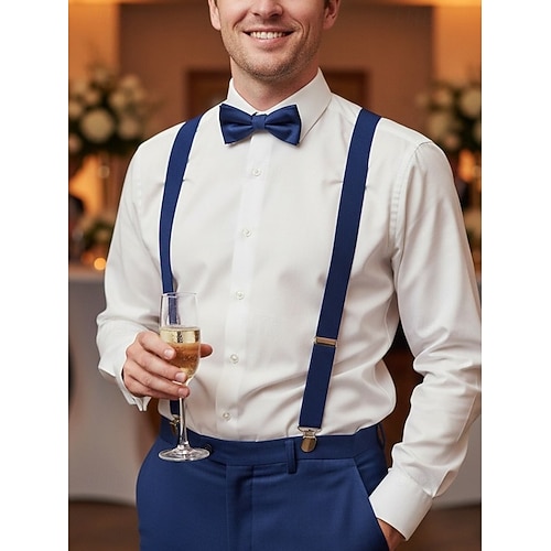 Bretelles élastiques en polyester pour hommes – plusieurs couleurs, matière extensible, élégantes et confortables pour les mariages, les dîners et les événements formels