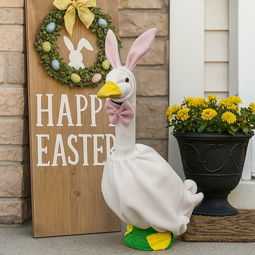 Easter Porch Goose Costume for 23'' Goose Statue, Bunny Outfit Holiday Yard  Lawn Porch Decoration, Funny Spring Party Goose Clothes 2026