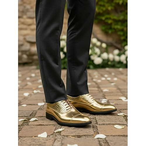 dark gold dress shoes Exclusive Formal Dress Shoe Yellow / Silver 6734 13 main image 1