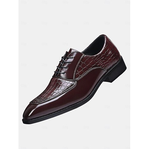 Men's Premium Burgundy Crocodile Pattern Dress Shoes Stylish Faux Leather Loafers for Christmas Parties & Formal Events 2026 - 45.99 Men's Premium Burgundy Crocodile Pattern Dress Shoes Stylish Faux Leather Loafers for Christmas Parties & Formal Events 2026 - 45.99
