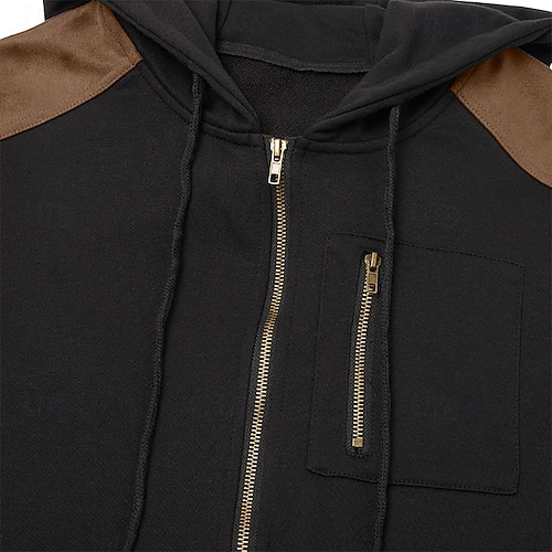  Homens Full Zip Hoodie Moletom Tático Preto Azul Marinha Com Capuz Tecido Zíper Casual Diário Desportos e Ar livre Poliéster Roupa de rua Legal Roupa de Esporte Outono Primavera & Outono Roupa