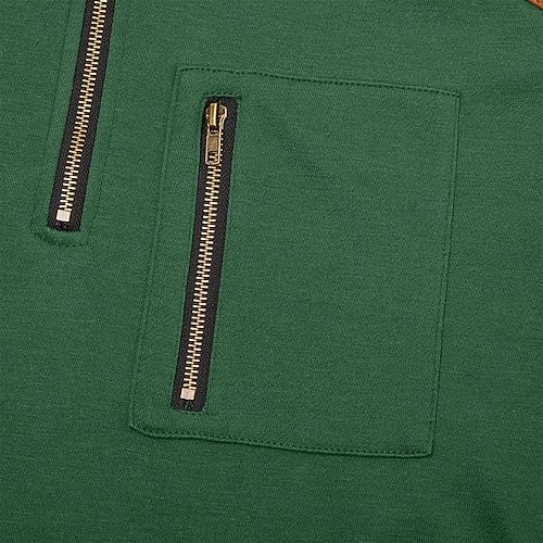  Homens Camisolas e Capuz Manga Longa Colarinho Chinês Meio Zíper Outono Inverno Primavera & Outono Bloco de cor Vintage Diário Casual Bolsos Bloco de cor Ao ar livre Casual Roupa Esportiva Preto