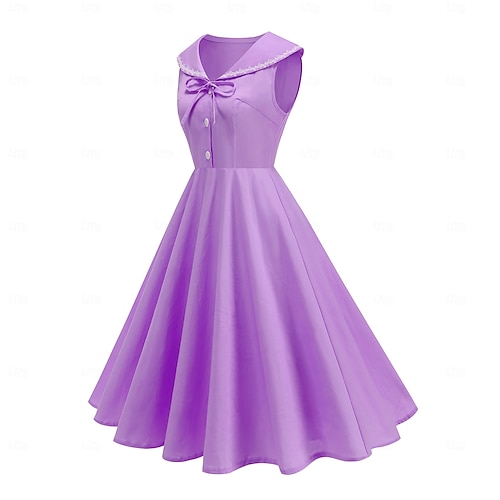 purple 50s swing dress Watch Purple 50s Vintage Polka Dot Cocktail Swing Dress 1950s on Amazon Live