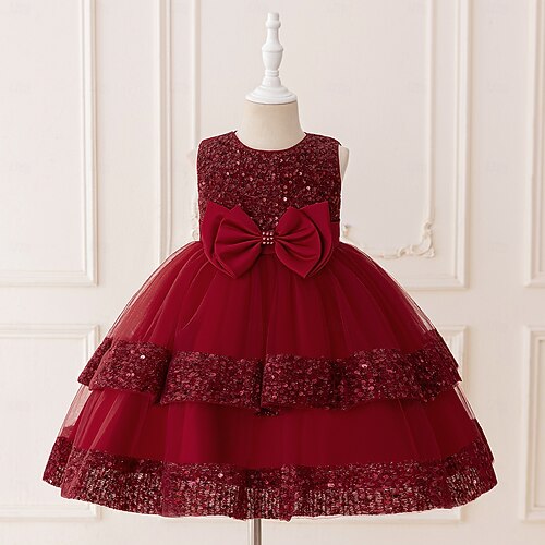 Kids Girls' Party Dress Solid Color Sleeveless Special Occasion Birthday  Princess Sweet Polyester Midi Party Dress Summer Spring Fall kids Pink Wine  Purple 2026 - 40.9
