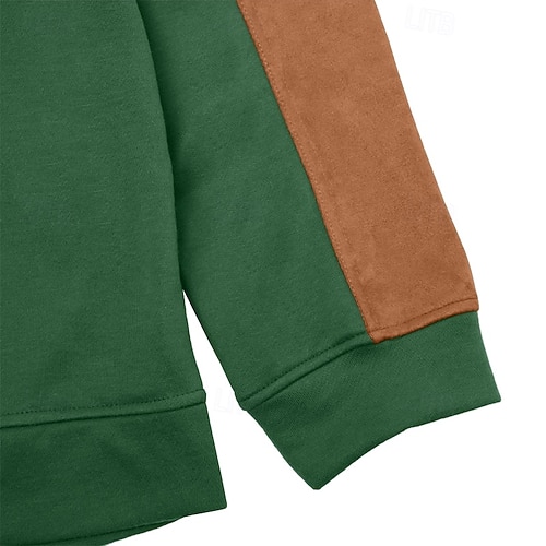  Homens Camisolas e Capuz Manga Longa Colarinho Chinês Meio Zíper Outono Inverno Primavera & Outono Bloco de cor Vintage Diário Casual Bolsos Bloco de cor Ao ar livre Casual Roupa Esportiva Preto