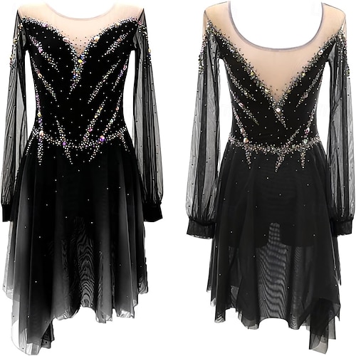 black and pink figure skating dress IceDress Figure Skating Dress - Thermal