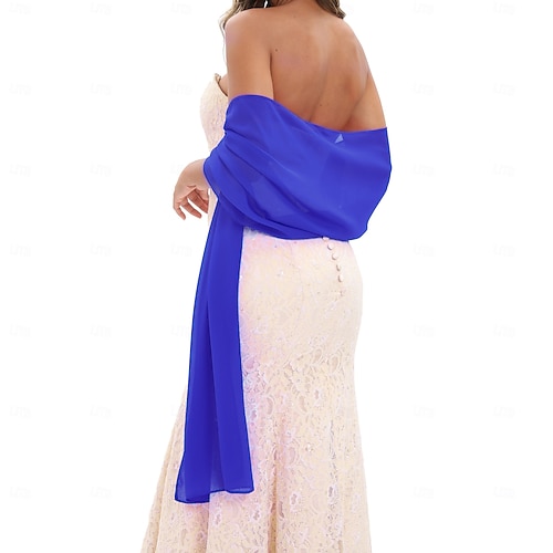 shawl for backless dress Laura Satin Dress With Removable Chiffon Shawl
