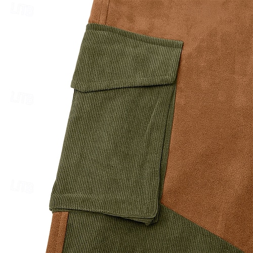  Homens Calças Cargo Calças Calças de Veludo Calças de camurça sintética Calça casual Bolsos Cintura elástica Bolso multi Tecido Conforto Macio Comprimento total Ao ar livre Casual Diário Férias Moda
