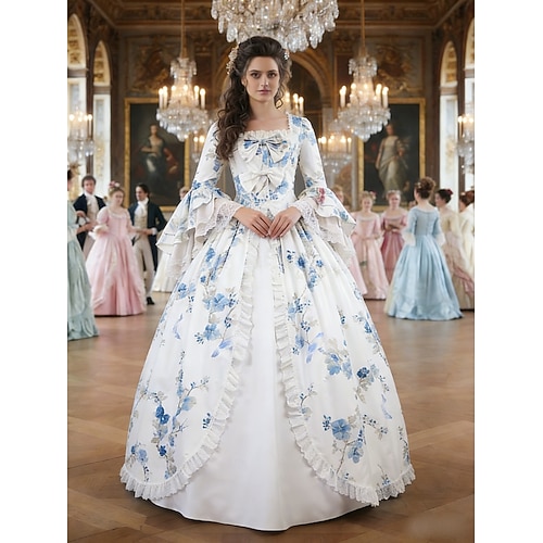 Rococo Baroque Victorian Floor Length Dress Prom Dress Flare Cuff Sleeve  Princess Bridal Ball Gown Fancy Dress Halloween Carnival Masquerade Wedding  Performance Carnival of Venice Dress 2026 - 104.99