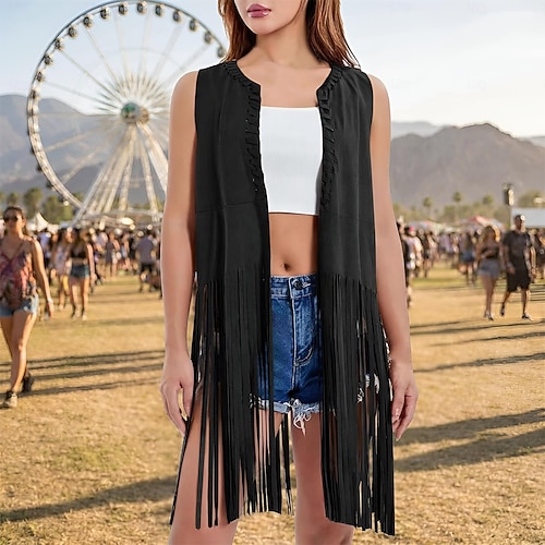 Retro Vintage 1970s Disco Suede Vest Hippie Disco Tassel Fringe Fancy Dress Women's Halloween Carnival Masquerade Music Festival Performance Pride Parade Adults' 2026 - GBP 44 Retro Vintage 1970s Disco Suede Vest Hippie Disco Tassel Fringe Fancy Dress Women's Halloween Carnival Masquerade Music Festival Performance Pride Parade Adults' 2026 - GBP 44