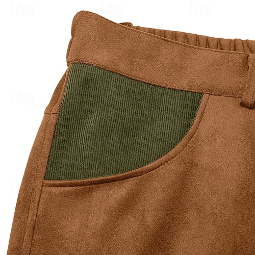  Homens Calças Cargo Calças Calças de Veludo Calças de camurça sintética Calça casual Bolsos Cintura elástica Bolso multi Tecido Conforto Macio Comprimento total Ao ar livre Casual Diário Férias Moda