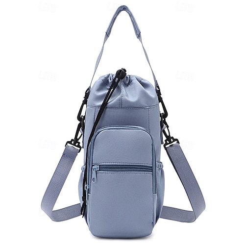 crossbody travel bag with water bottle holder AND Adjustable drawstring drink pouch can fit 12 to 20 oz water bottles to keep adults and kids hydrated BAG MEASUREMENTS Women's Waterproof Nylon Water Bottle