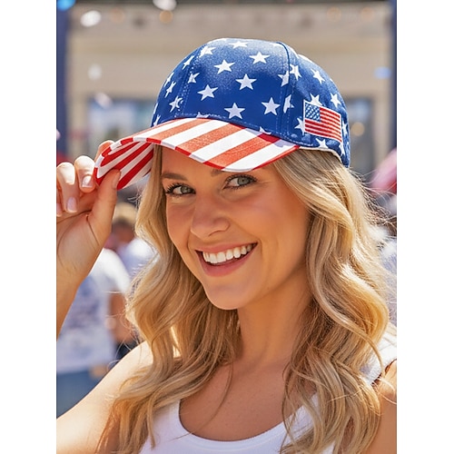 Yhdysvallat 250-vuotisjuhlan naisten polyesterinen baseball-lippalakki USA-lipun printillä useita kuosisia saatavilla ihanteellinen USA:lle itsenäisyyspäivälle ja rentoon päivittäiseen käyttöön