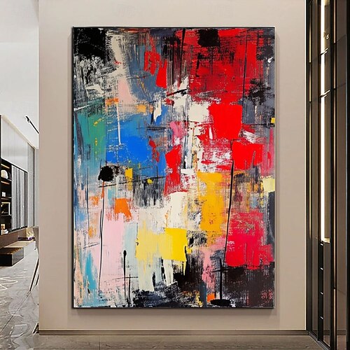 2026年 手描きの抽象油絵、キャンバス壁アート、抽象画、オリジナル
