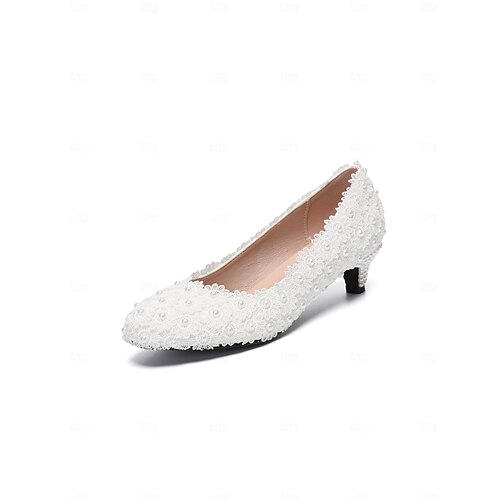 Women's Ivory Beaded Low Heel Pumps, Elegant Bridal Dress Shoes for City  Wedding 2026 - AU $69.99