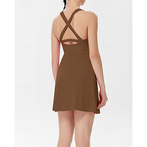 brown exercise dress Amazon.com: Wenlia Tennis Dress for Women with Built in Shorts Womens Athletic Dresses Active Workout Skort Dress with Pockets Brown S : Clothing, Shoes & Jewelry
