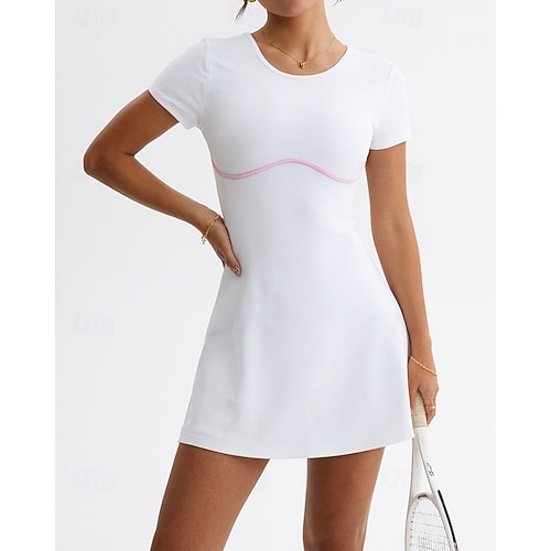 tennis dress with shorts and sleeves Women's Baseline Tennis Dress & Shorts Set in White