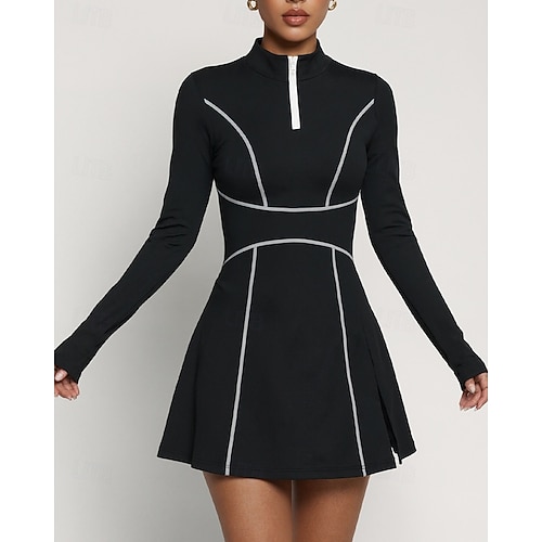black long sleeve tennis dress womens tennis dress a two piece long sleeve design
