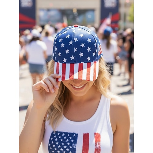  Yhdysvallat 250-vuotisjuhlan naisten polyesterinen baseball-lippalakki USA-lipun printillä useita kuosisia saatavilla ihanteellinen USA:lle itsenäisyyspäivälle ja rentoon päivittäiseen käyttöön
