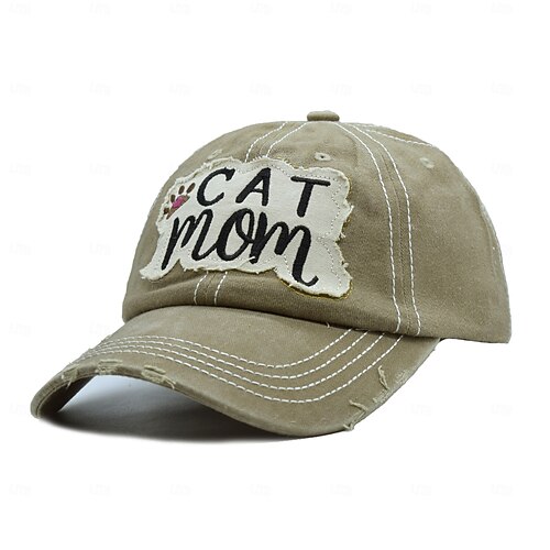 Cat Mom Vintage Hat Distressed Baseball Cap Embroidered  display picture 1