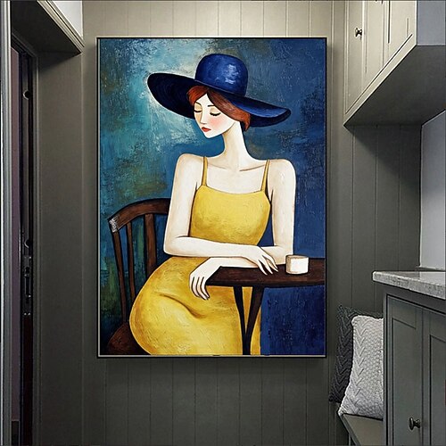 女性 人物 画 油絵 モダン 思索にふける少女の人物画・水彩 AI百科 で