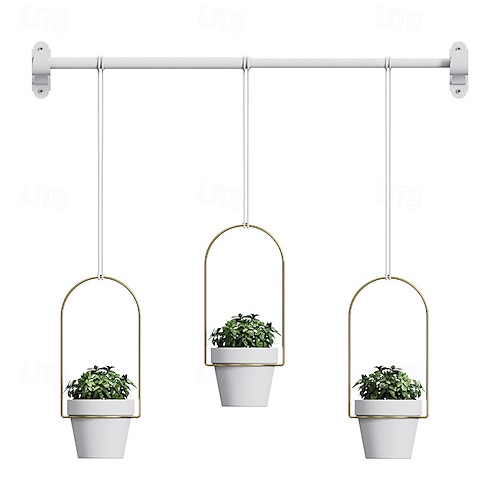 Adjustable Hanging Window Planter Set  Metal Rod Plant Hanger with 3 Pots  for Indoor & Outdoor Green Display, Extendable Window Plant Holder, Ceramic  Wall Hanging Planter Basket for Succulents, Herbs 2026 - $38.99