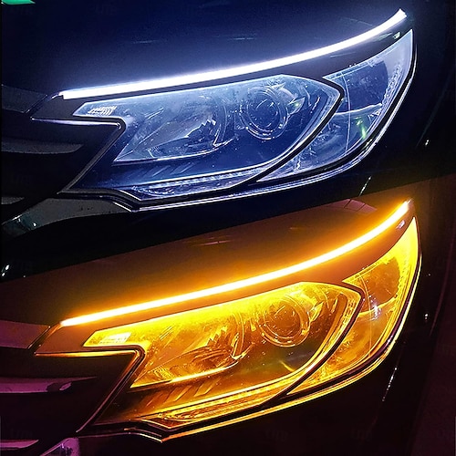12V LED Daytime Running Light Strip – Flowing Turn Signal & DRL Combo (17.7", White)