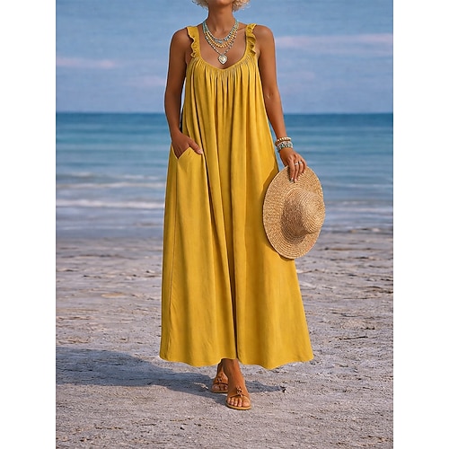 plain casual dresses Amazon.com: FQFGGYD Womens Summer Dresses Casual Short Sleeve Flowy Maxi Dress Crewneck Swing A-Line T Shirt Dress with Pockets Black : Clothing, Shoes & Jewelry