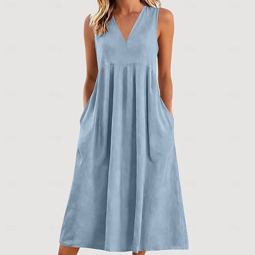 sleeveless v neck maxi shift dress for women Linen Dress Old Navy V Neck Shift Dress Sleeveless V-Neck Tie-Back Smocked Maxi  Shift