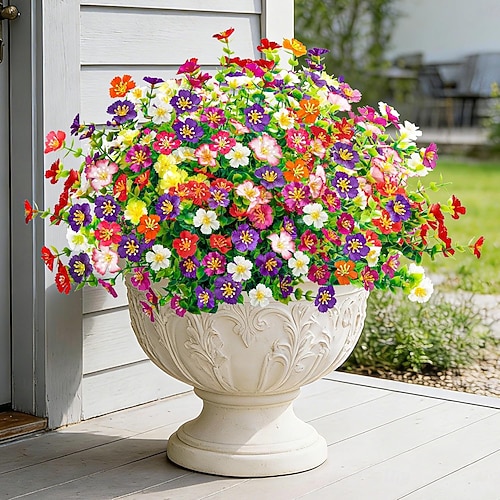 24 Bündel künstliche Gänseblümchen für die Frühlingsdekoration im Garten, auf der Veranda oder im Landhausstil. UV-beständige Kunstblumen für Terrasse, Garten, Balkonkasten, Pflanzgefäße und 2026