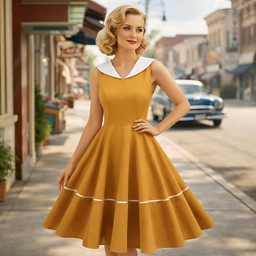 1950s Cocktail Dress Vintage Dress Knee Length Dress Rockabilly Flare Dress  Sleeveless Solid Color Fancy Dress Women's Carnival Masquerade Prom Evening  Party Engagement Party Adults' Dress Homecoming 2026 - kr.699