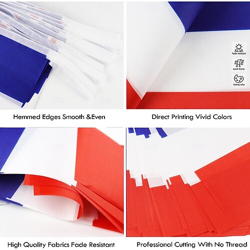 Guirlande fanions drapeau France plastique résistant : made in France Guirlande fanions drapeau France plastique résistant : made in France