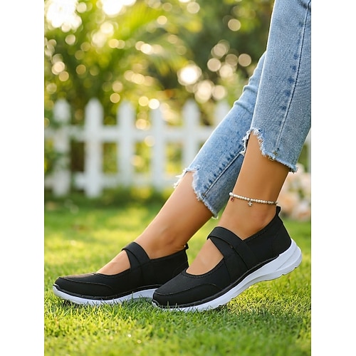 Women's Pink Mary Jane Sneakers – Breathable Lightweight Mesh Slip