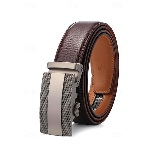 Men's Genuine Leather Ratchet Belt in Black Brown Adjustable Dress Belt for Wedding Party, Office Commute, Business Casual & Formal Wear 2026
