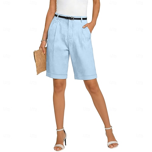 knee length dress shorts for women Tailored Knee-Length Shorts - Black