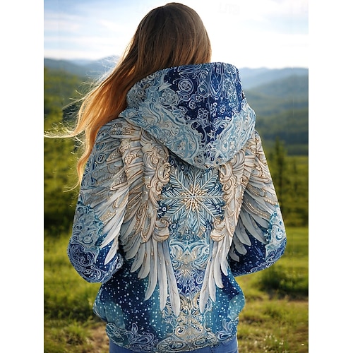 Mujer Sudadera con capucha Pullover Graphic Animal Tie-dye Elegante Punk Vintage Manga Larga Con Capucha Tops regulares Casual Hogar Calle Azul Piscina Negro Azul Marino Primavera Otoño Invierno