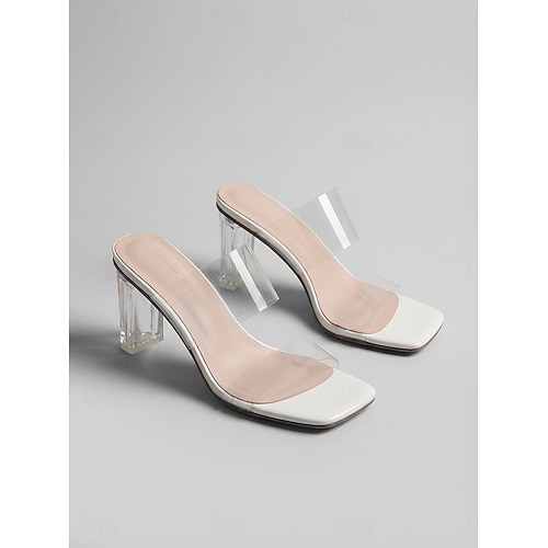 clear evening dress shoes Women's Clear Pumps Shoes Transparent Banquet Evening Mid Heel Party  Fashion OL