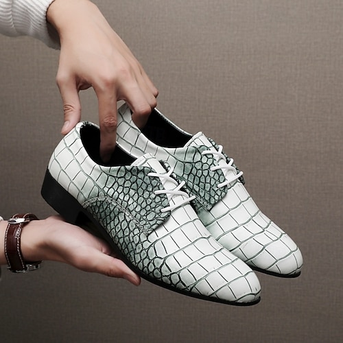 Men\'s Croc-Embossed Lace Up Oxfords Dress Shoes Formal Wedding Prom Men main image 2