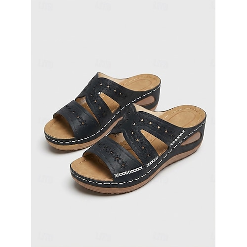 sandali estivi da donna con punta aperta – suola ammortizzata con design cut-out, disponibili in più colori per un abbigliamento casual