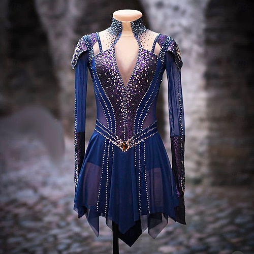 dark purple figure skating dresses Purple Ice Skating Dresses Custom Women Competition Figure Skating Dresses Flowers