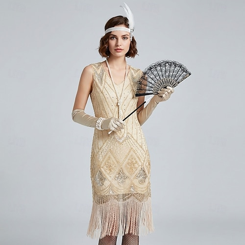 cocktail and party 20s style dresses Roaring 1920s Mini Dress Dress Long Sleeves The Great Gatsby Charleston Wedding Guest Fancy Dress Women's Masquerade Evening Wedding Event / Party Adults' Dress Homecoming 2026 without being too loose or too tight Vintage Roaring 20s 1920s Knee