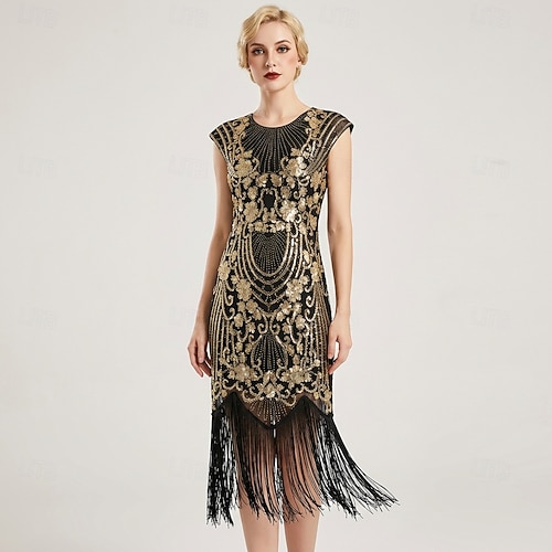retro flapper dresses 1920s Floral Beaded Flapper Dress