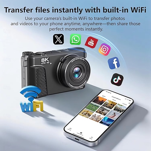 2026年 写真撮影用8Kデジタルカメラ、YouTube向け88MP Wi-Fi Vlog