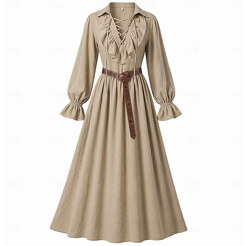 long sleeve pirate dress Women's Pirate High-Low Ruffle Lace Long Sleeve Dress, White, One Size,  Wearable Costume for Halloween
