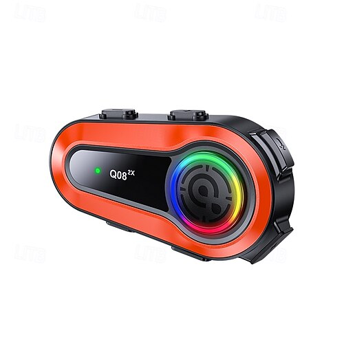bluetooth motorcycle helmet speakers nz Q08-2X Motorcycle Helmet Bluetooth Headset, 1000m 2-Way Intercom System,  Wireless 5.0 Communication for Motorbike, 25H Long Battery Life, IPX6  Waterproof, RGB Light, Helmet Speakers 2026