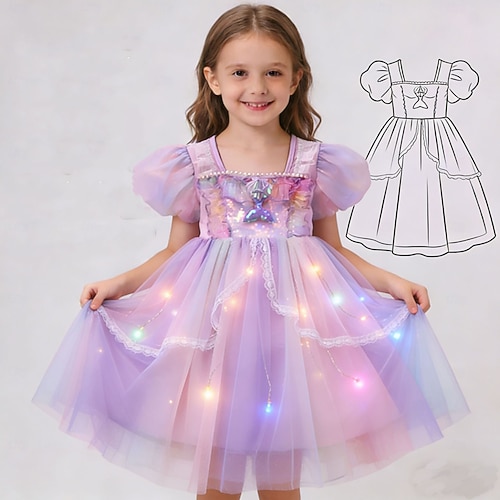 pink light up princess dress LED Light-Up Pink Princess Tutu Dress for Girls