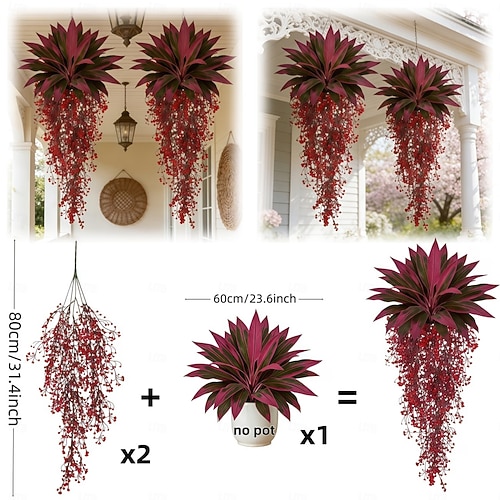 3er-Set große, hochwertige, künstliche, hängende, rötlich-violette Alpenveilchen (Alpenveilchen), naturgetreue grüne Blätter, pflegeleicht, ewiger Frühling, für die Innen- und Außendekoration 2026