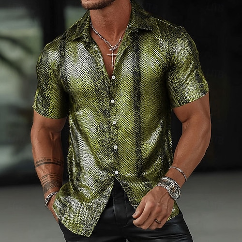 mens snakeskin dress shirt Amazon.com: Mens Premiere Long Sleeve Button Down Designer Dress Shirt Animal Print Reptile Snake Skin Design Premium Untucked Shirt (Black