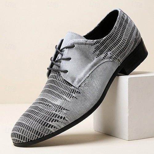 dark grey dress shoes for wedding Men's Grey Faux Leather Lace-Up Oxford Shoes Formal Business and Office Dress  Shoes for Men 2026
