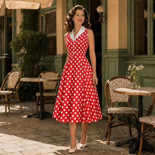 retro style fancy dress 1950s Retro Vintage Rockabilly Midi Dress Swing Dress Flare Dress Bow Checkered / Gingham Fancy Dress Women's Carnival Valentine's Day Daily Wear Tea Party Retro Theme Party Adults' Dress Spring 2026